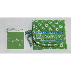 Vera Bradley Retired "GREEN APPLE" White Daisies Floral Tri Fold Wallet GIFT